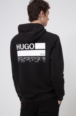 HUGO - Cotton-blend fleece hoodie with 