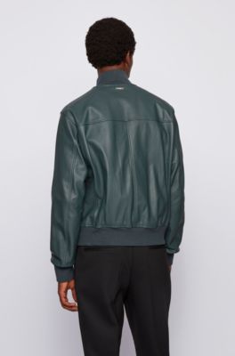 hugo boss green leather jacket