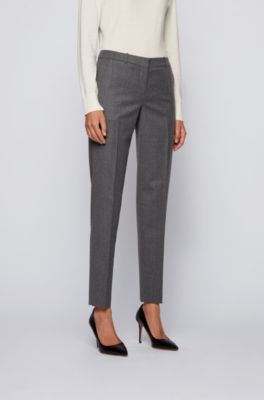 grey wool cropped trousers