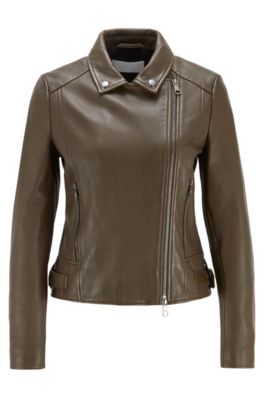 hugo boss green leather jacket