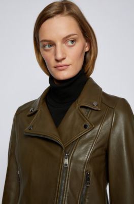 hugo boss green leather jacket