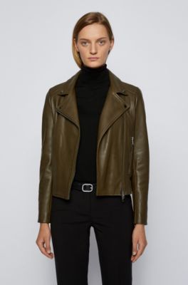 hugo boss green leather jacket