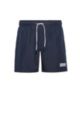 Quick-dry swim shorts with foil-print logo, Dark Blue