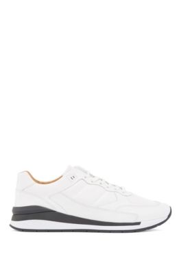 white lace up trainers