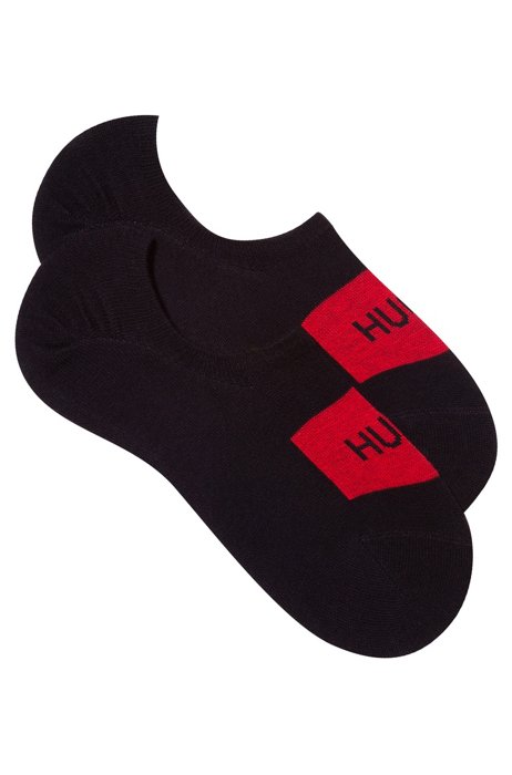 Set van twee paar onzichtbare sokken met logodetail, Zwart