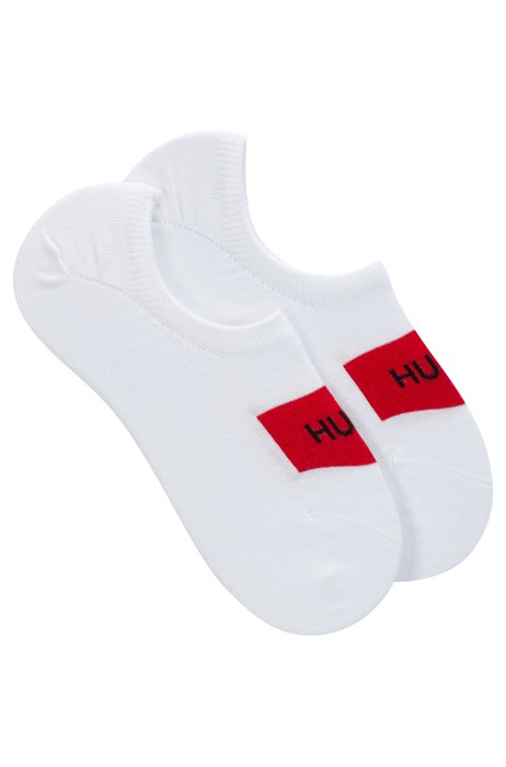 Paquete de dos pares de calcetines invisibles con detalle de logo, Blanco