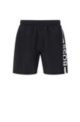 Quick-dry logo swim shorts in recycled fabric, Black