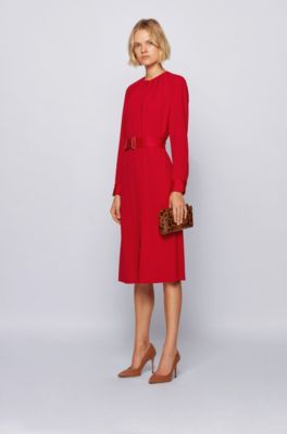 long sleeve belted dress