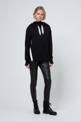 HUGO - Relaxed-fit hoodie in French 