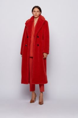 BOSS - Double-breasted teddy coat with 