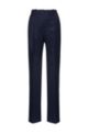 Pantalon Regular Fit en flanelle de laine vierge stretch, Bleu foncé