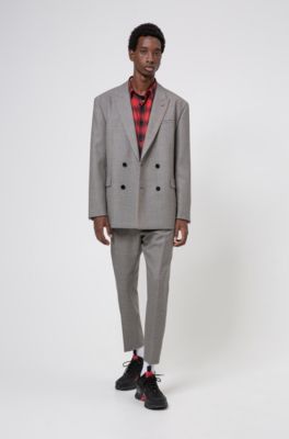 hugo boss grey check suit