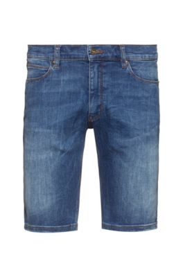 Slim-fit shorts in washed stretch denim