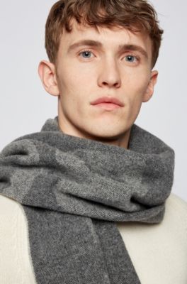 BOSS - Italian-wool-blend scarf with 