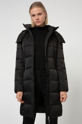 HUGO - Baffle-quilted hooded jacket in water-repellent recycled fabric
