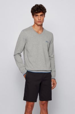 light gray v neck sweater