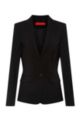 Regular-fit jacket in crease-resistant stretch virgin wool, Black