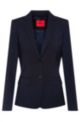 Regular-fit jacket in crease-resistant stretch virgin wool, Dark Blue