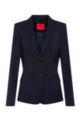 Regular-fit jacket in crease-resistant stretch virgin wool, Dark Blue