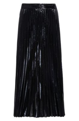 Velvet and glitter-effect midi skirt 