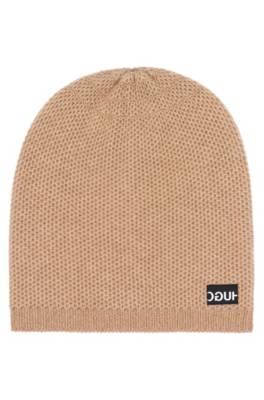 Bonnet en cachemire avec badge logo en silicone