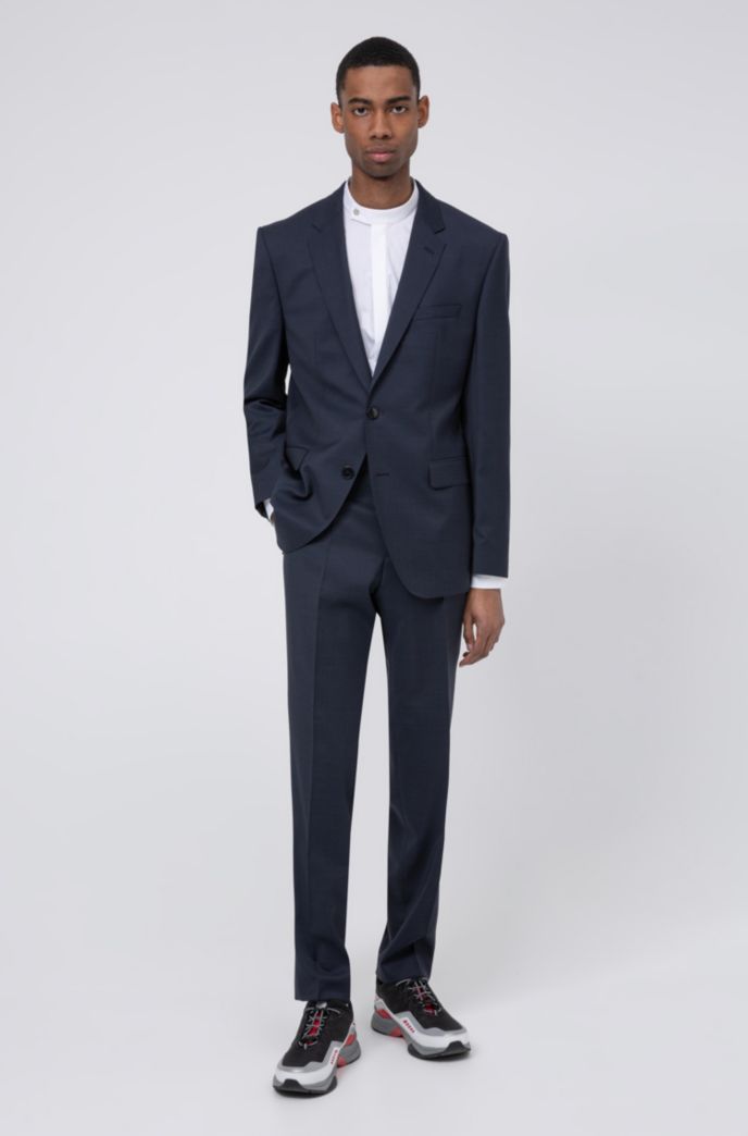 Regular-fit suit in micro-patterned virgin wool