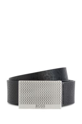 BOSS - Tanned-leather belt with 