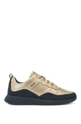 hugo boss trainers black and gold