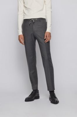 Slim-fit trousers in stretch wool with 