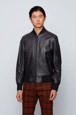 hugo boss leather bomber jacket