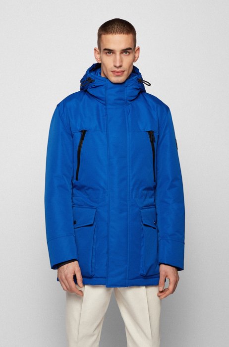 Regular-fit down-filled parka in water-repellent fabric, Blue