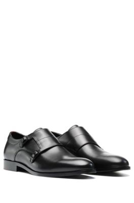 Double-strap monk shoes in polished leather