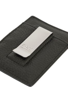 Italian-leather card holder with money clip