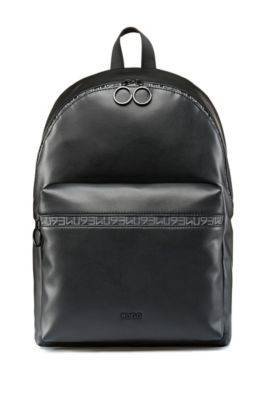 black faux leather rucksack