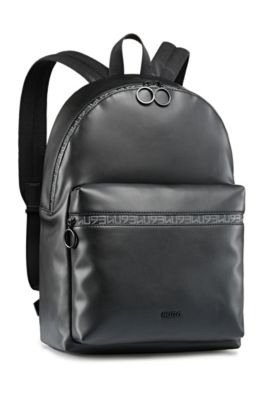 HUGO - Faux-leather backpack with 