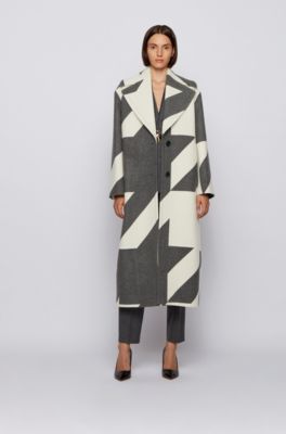 Long oversized-fit coat in virgin-wool 