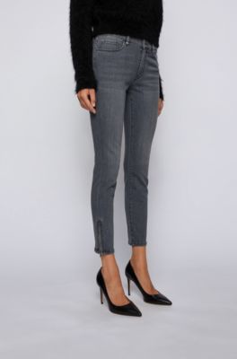 Skinny-fit cropped jeans in mid-grey 