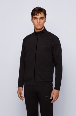 boss zip neck knitted sweatshirt