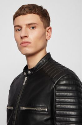 hugo boss leather coat