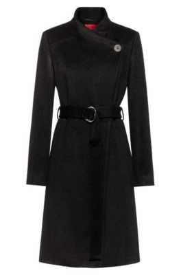 HUGO - Belted coat with alpaca and virgin wool