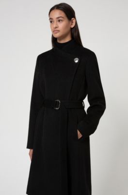 HUGO - Belted coat with alpaca and virgin wool