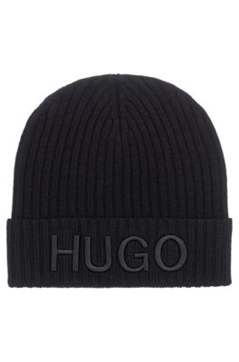 HUGO - Unisex wool beanie hat with 