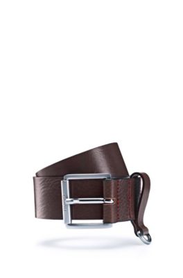 Italian-leather belt with D-ring trim