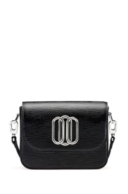 black patent leather cross body bag