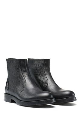 HUGO - Biker boots in grained leather 