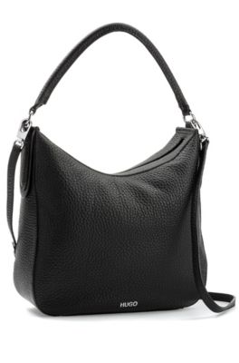 HUGO - Hobo bag in grained leather with 