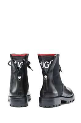 Italian-leather boots with counter logo