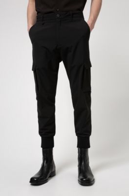 slim fit black cargo trousers