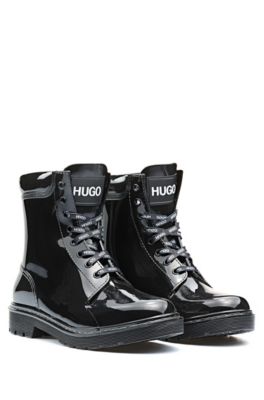 HUGO - Lace-up boots in glossy PVC with 