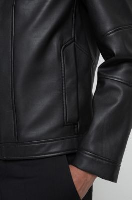 hugo boss slim fit leather jacket